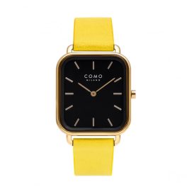 Como Milano Square női fekete számlapos sárga színű karóra