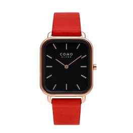 Como Milano Square női fekete számlapos piros színű karóra