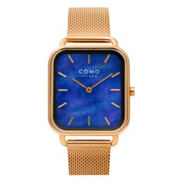 Como Milano Square női kék gyöngyház számlapos rosegold színű karóra
