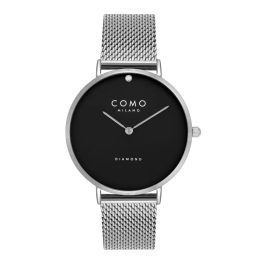 Como Milano Diamond női fekete számlapos ezüst színű karóra