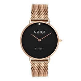 Como Milano Diamond női fekete számlapos rosegold színű karóra