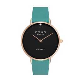Como Milano Diamond női fekete számlapos türkiz színű karóra