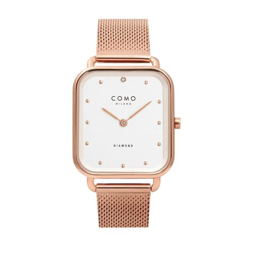 Como Milano Square női fehér számlapos rosegold színű karóra
