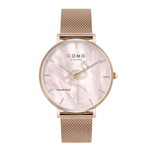Como Milano Flamingo női rózsaszín gyöngyház számlapos rosegold színű karóra