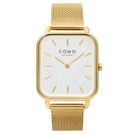 Como Milano Square női csillámos ezüst számlapos arany színű karóra