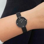 Como Milano Trendsetters női csillámos fekete számlapos fekete színű karóra